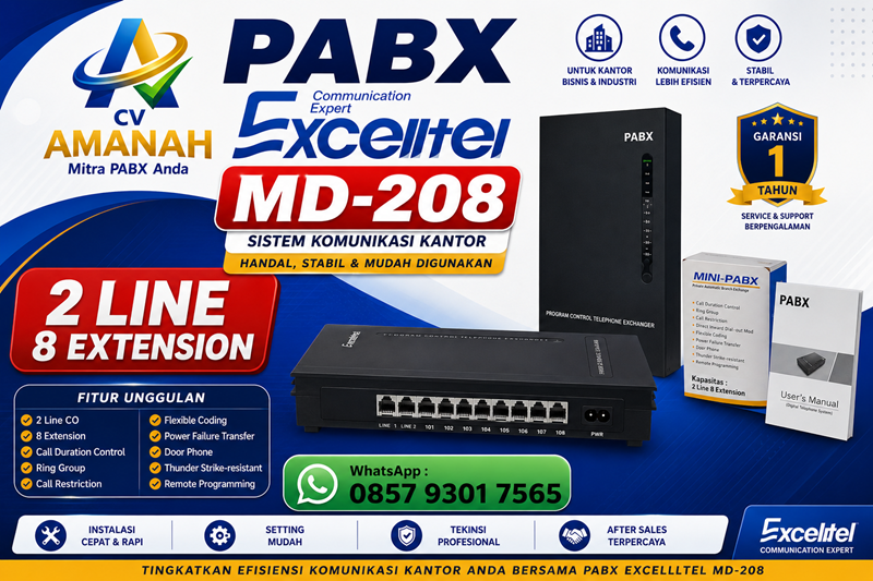 pabx excelltel 8 ext 2 line murah tapi wah pabx bandung cv amanah